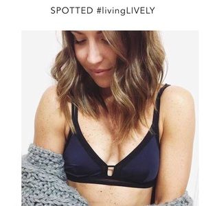 LIVELY The Mesh Trim Bralette - Navy Jet Black